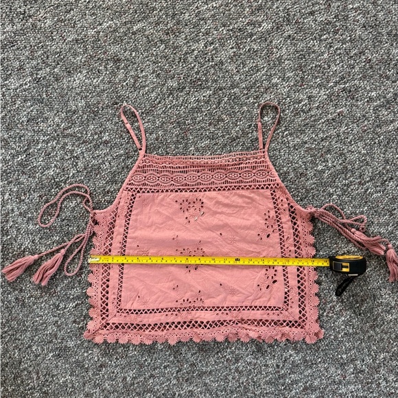 Free People Garden Party Cami Size Small Women Eyelet Blush Lace Camisole - Picture 3 of 10